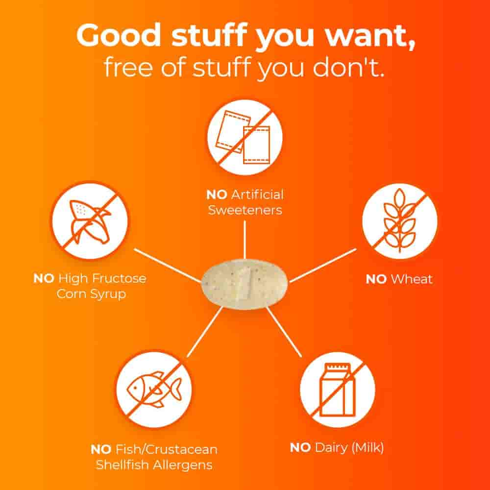 Ingredients list which are not included in one A Day Women 50+ multivitamin tablets.
