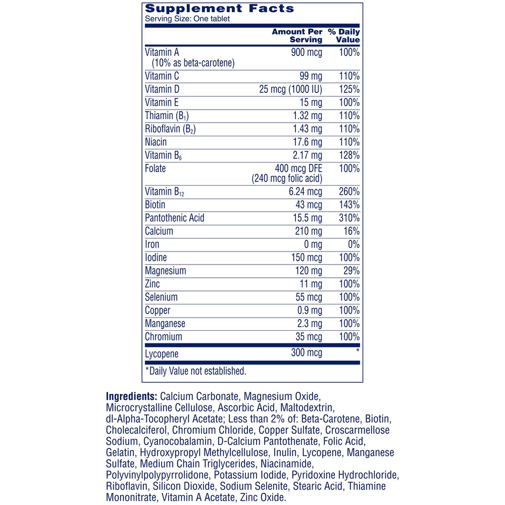 Men's Health Formula Multivitamin - Multimineral Tablets, 100 Tabs