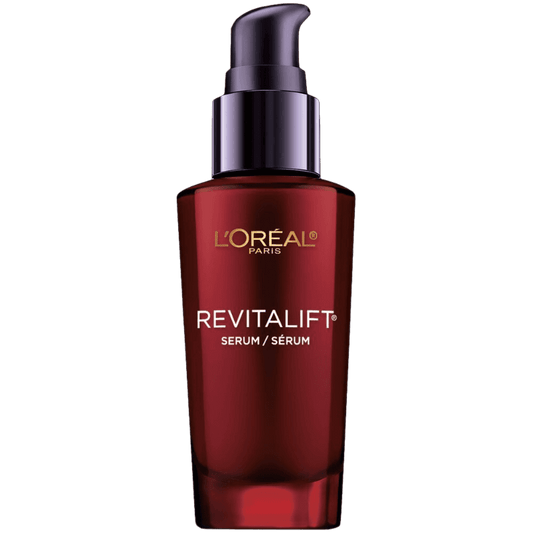 Loreal Revitalift serum bottle in red color