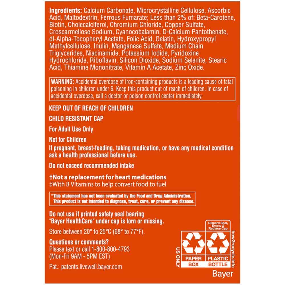 all ingredients included in one a day women supplement