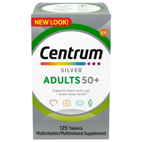 Centrum Silver Adults 50 Plus 125 tablets packed in green and white box