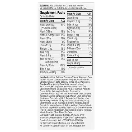 Centrum Silver Men 100 Tablets - Import Mania PK